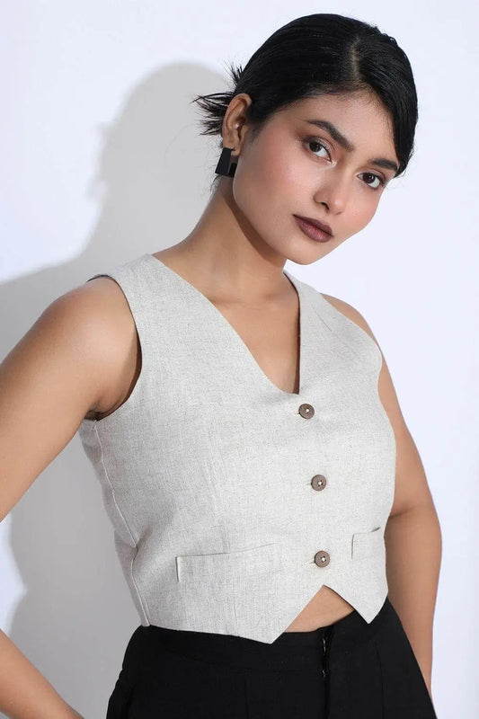 Ivory Minimal Linen Co-ord Set