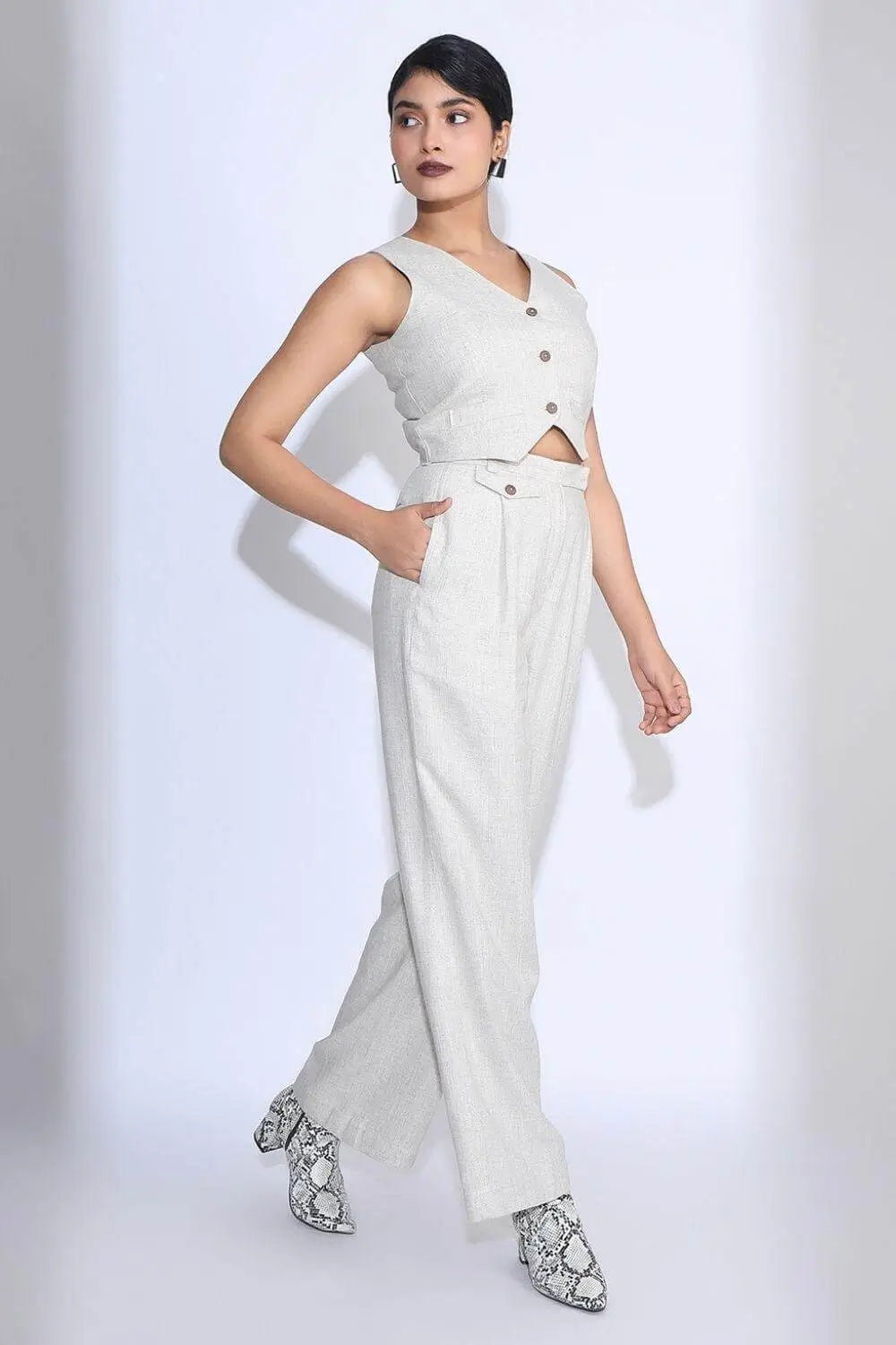 Ivory Minimal Linen Co-ord Set