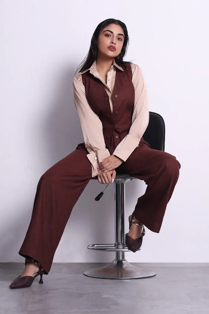Mocha Elegance Office Co-ord Set